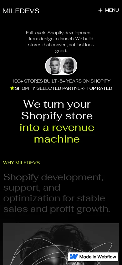 Шаблон Amplify в стиле MILEDEVS на телефоне